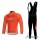 Euskaltel-Euskadi Pro Team Fahrradtrikot Radbekleidung Langarm+Lang Fahrradhose Bib oranje JNVTP