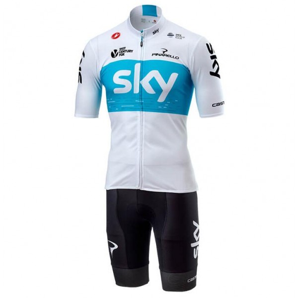TEAM SKY 2018 weiß Set Fahrradbekleidung Radtrikoten+Kurz Radhose B8DFF
