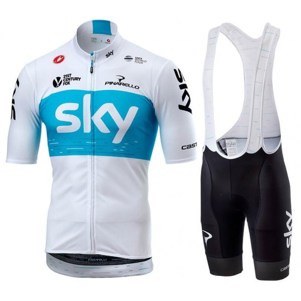 TEAM SKY 2018 weiß Fahrradbekleidung Satz Fahrradtrikot Kurzarm Trikot und Kurz Trägerhose LBUFX TEAM SKY 2018 weiß Fahrradbekleidung Satz Fahrradtrikot Kurzarm Trikot und Kurz Trägerhose LBUFX