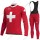Swiss FDJ 2021 Fahrradbekleidung Radtrikot Langarm+Lang Trägerhose RBSGQ