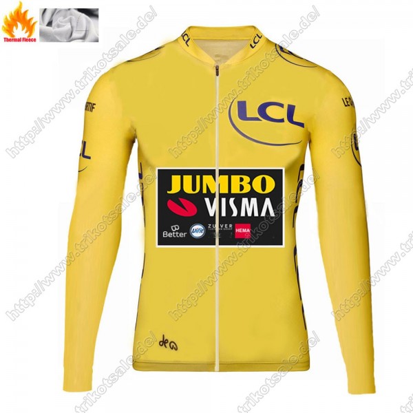 Winter Thermal Fleece Jumbo Visma 2021 Tour De France Fahrradbekleidung Radtrikot Langarm BJHGT Winter Thermal Fleece Jumbo Visma 2021 Tour De France Fahrradbekleidung Radtrikot Langarm BJHGT