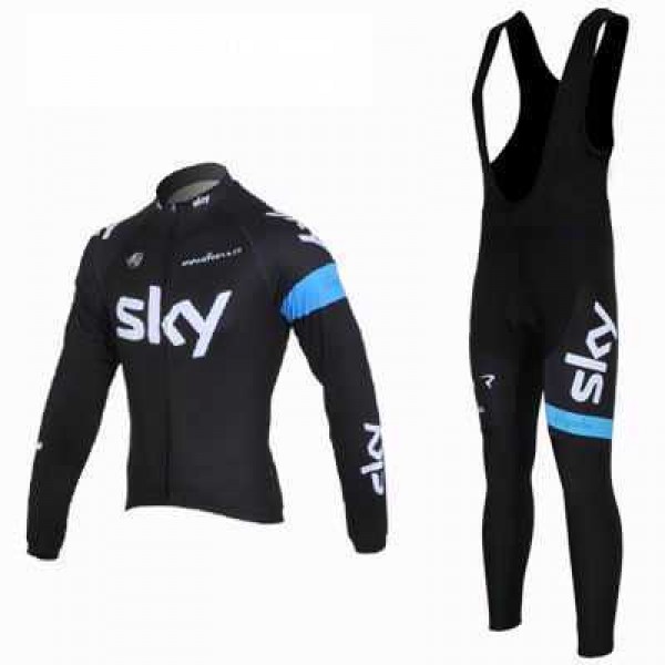 2013 Teams Sky Fahrradbekleidung Radtrikot Langarm+Lang Trägerhose Bib Schwarz blau 03EOU 2013 Teams Sky Fahrradbekleidung Radtrikot Langarm+Lang Trägerhose Bib Schwarz blau 03EOU