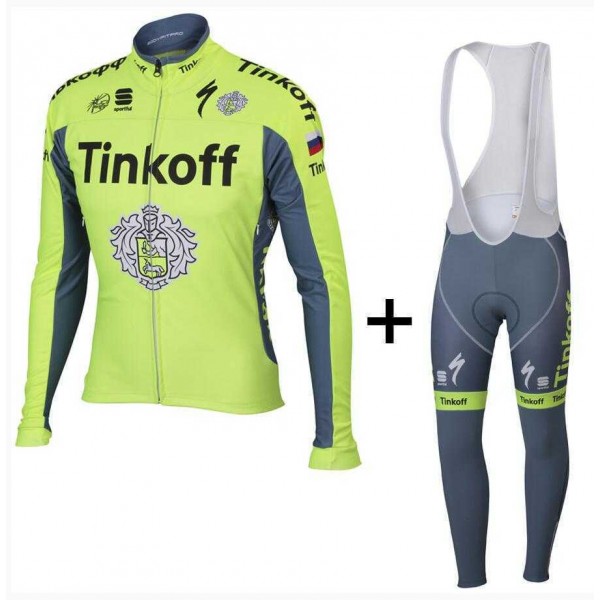 2016 Tinkoff Fahrradbekleidung Radtrikot Langarm+Lang Trägerhose vliezen lichtgrün 3AWZ7 2016 Tinkoff Fahrradbekleidung Radtrikot Langarm+Lang Trägerhose vliezen lichtgrün 3AWZ7