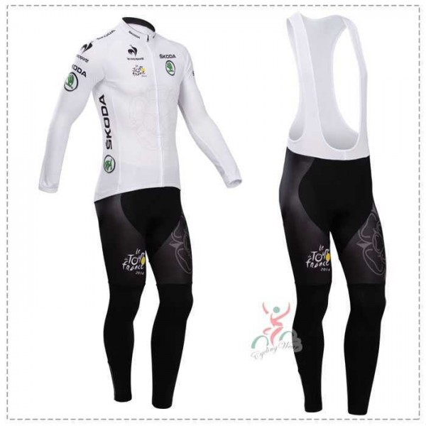 Tour de France le coq sportif 2014 Fahrradbekleidung Radtrikot Langarm+Lang Trägerhose weiß O9BJY Tour de France le coq sportif 2014 Fahrradbekleidung Radtrikot Langarm+Lang Trägerhose weiß O9BJY