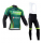 2014 Europcar Fahrradbekleidung Set Langarmtrikot+Lange Trägerhose grün Schwarz XE67Z